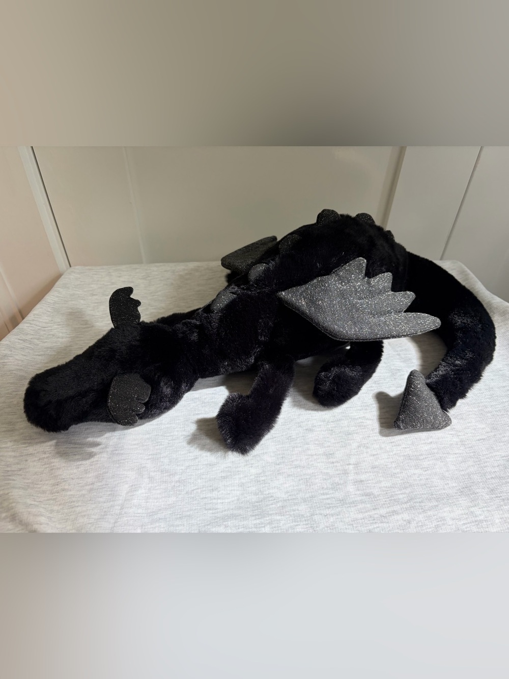 Plush Black Dragon with Sparkly Wings (One Size)